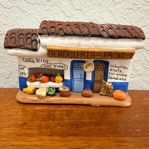 Costa Rican Hand-Painted Ceramic House – Artisan Folk Art Miniature Decor